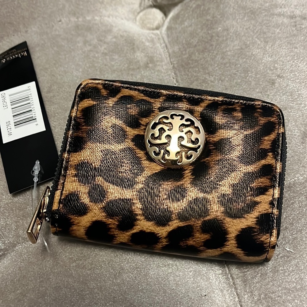 Rebecca & Rifka leopard print card case, new